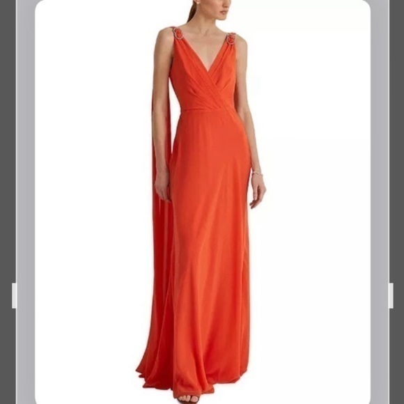 Lauren Ralph Lauren Dresses & Skirts - Lauren Ralph Lauren Crinkled Georgette Gown in Hyannis Port Orange Size 16